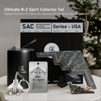 SkyTrove B-2 Spirit model on display stand with black mug, keychain, aircraft tag, magnet and presentation box on a table